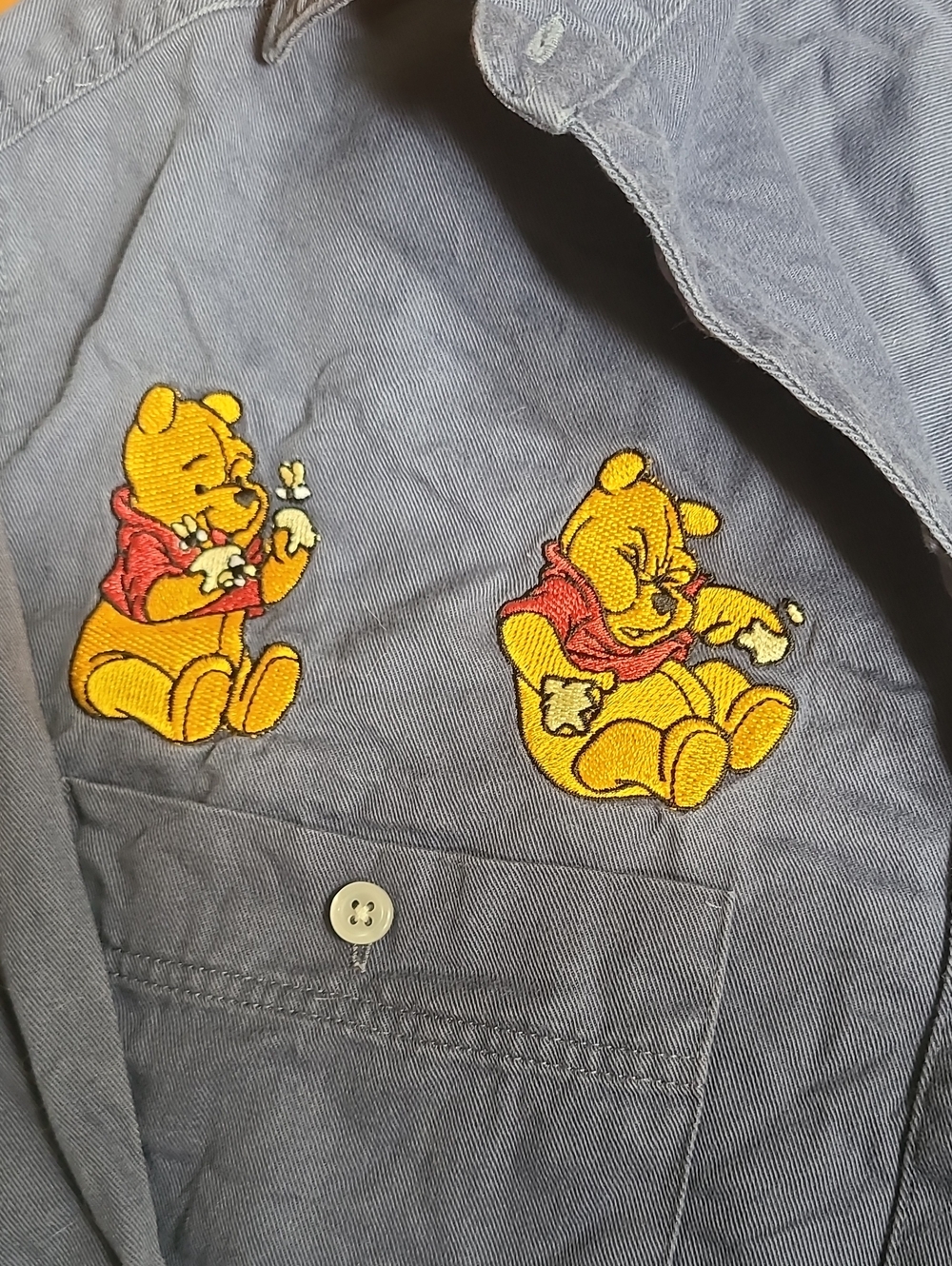 Vintage Pooh Bear Embroidered Button Down Shirt - Picture 5 of 8